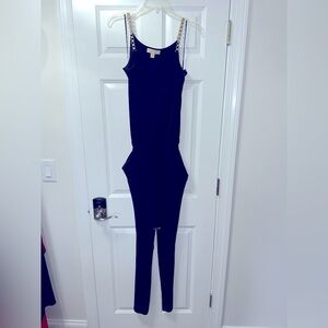 MICHAEL Michael Kors Blue Jumpsuit with Gold Chain Straps size M.